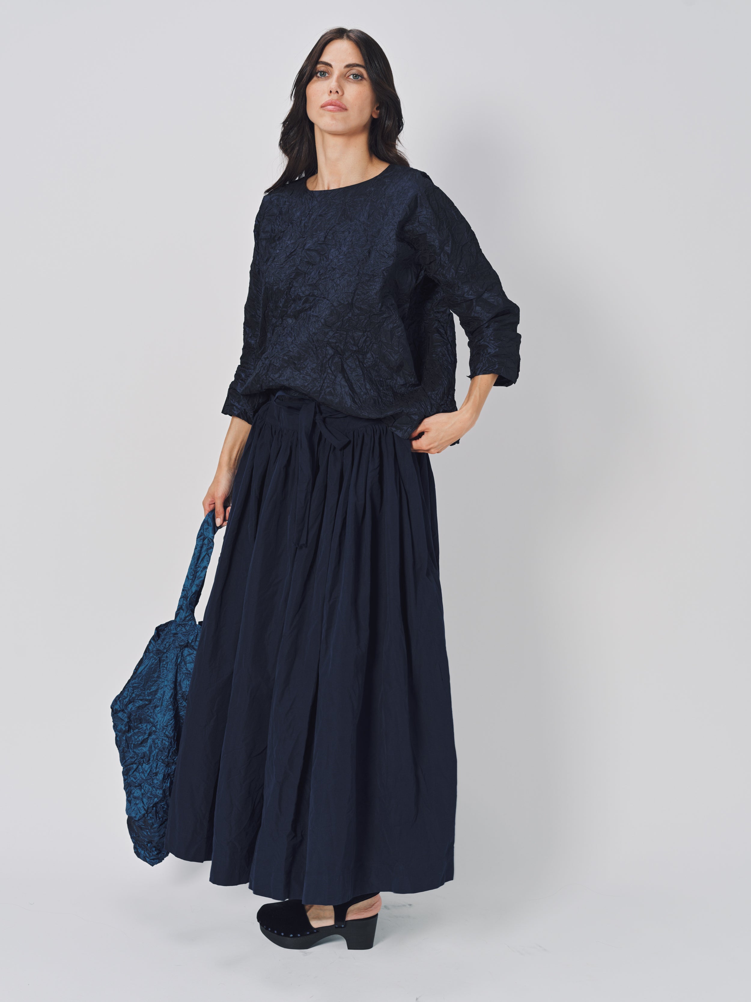 Daniela Gregis Nastro Larga 95 Lavata Skirt Blu Scuro