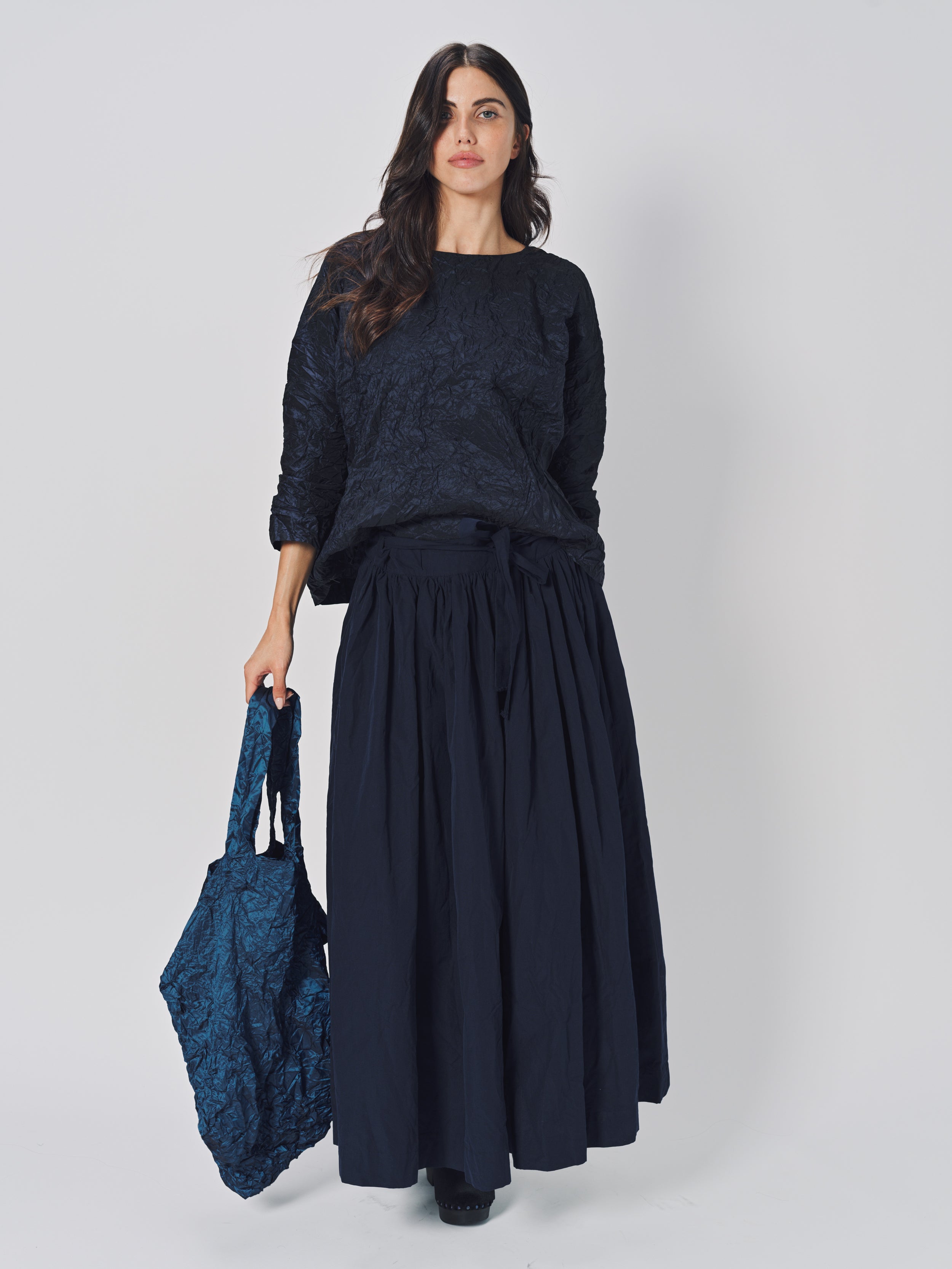 Daniela Gregis Nastro Larga 95 Lavata Skirt Blu Scuro