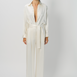 Dusan Silk Wide Leg Pant With Belt