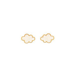 22K Yellow Gold Small White Enamel Cloud Studs