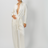 Dusan Silk Wide Leg Pant With Belt