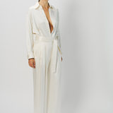 Dusan Silk Wide Leg Pant With Belt