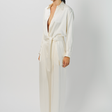 Dusan Silk Wide Leg Pant With Belt
