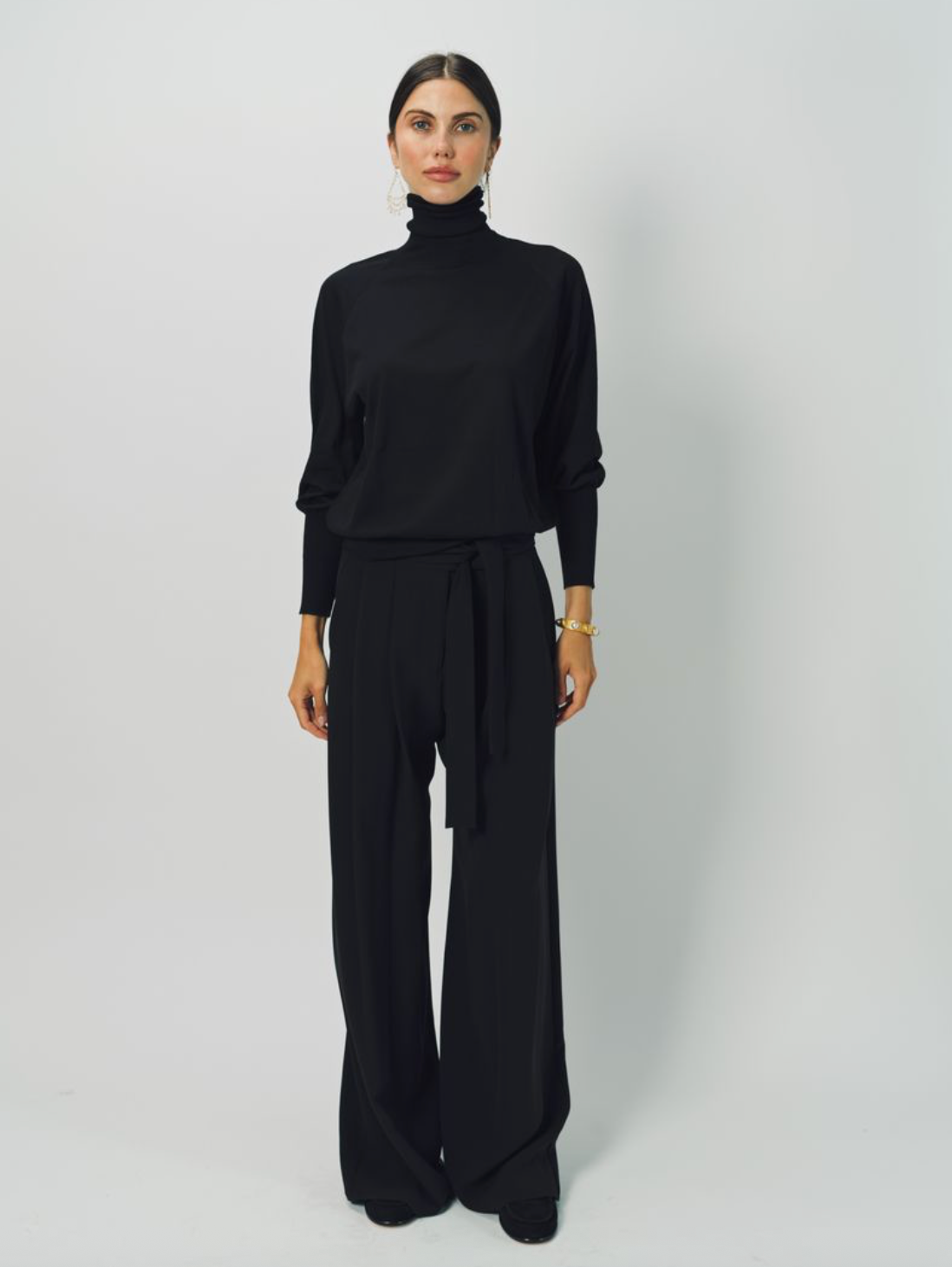 Dusan Silk Wide Leg Pant With Belt
