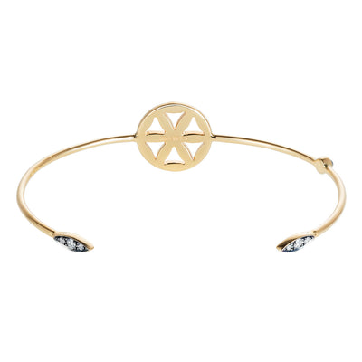 18K Yellow Gold Seed of Life Torque Bracelet