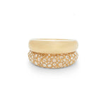18K YG 7mm French Dome Ring with other YG Ring on white background, with no model shown.