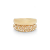 18K YG 7mm French Dome Ring with other YG Ring on white background, with no model shown.