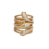 Front view of 18K YG Serpentine Ring on white background, with no model shown.