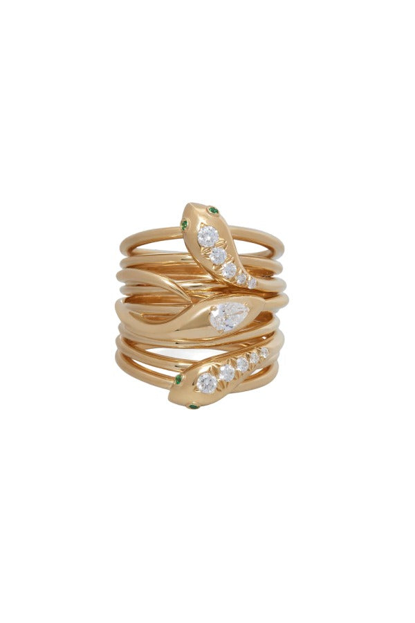 Front view of 18K YG Serpentine Ring on white background, with no model shown.