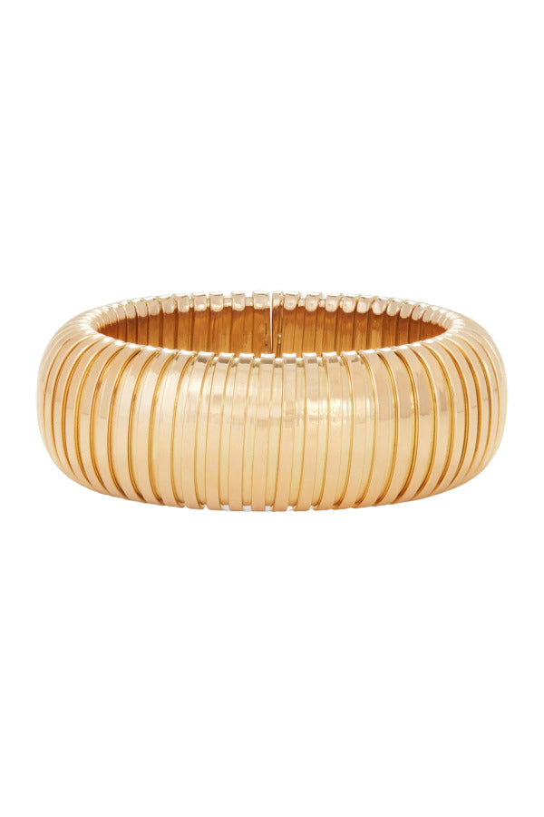 Front view of 18K YG Domed Cuff on white background, with no model shown.