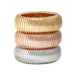 Front view of 18K YG Domed Cuff on white background, with no model shown.