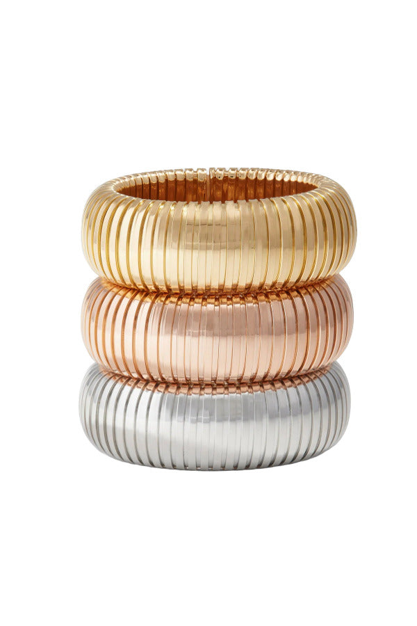 Front view of 18K YG Domed Cuff on white background, with no model shown.