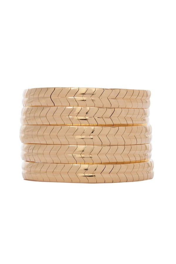 Stacked view of 18K YG Eve Coil Bracelet on white background, with no model shown.
