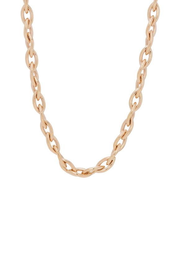Front view of 18K YG Marquise Link Chain Necklace on white background, with no model shown.