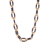 18K YG and Black Ebony Link Necklace on white background, with no model shown.
