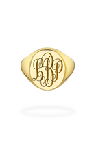18K Yellow Gold Oval Signet Ring with Hand Engraved Customization