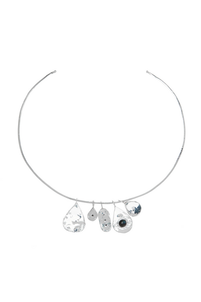 Silver Teardrop Charm with Five Diamonds
