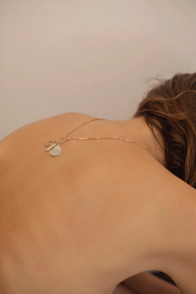 Silver Teardrop Charm with Five Diamonds