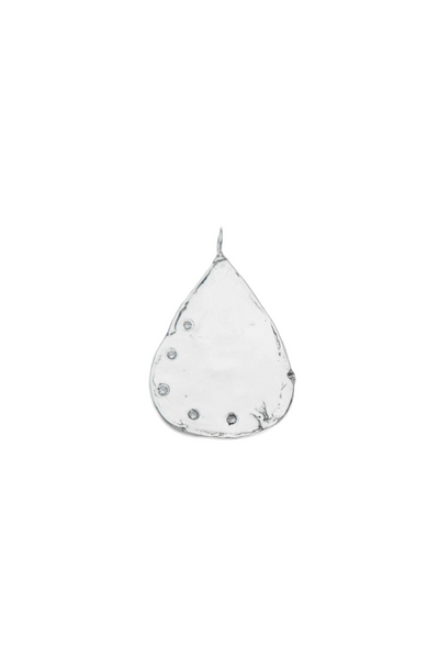 Silver Teardrop Charm with Five Diamonds