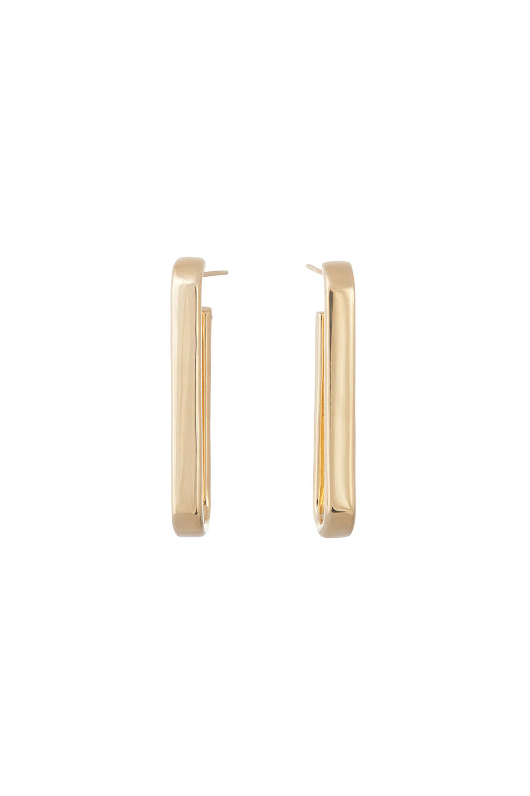 18K Yellow Gold Paperclip Hoops