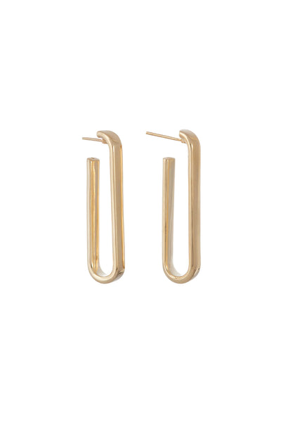 18K Yellow Gold Paperclip Hoops