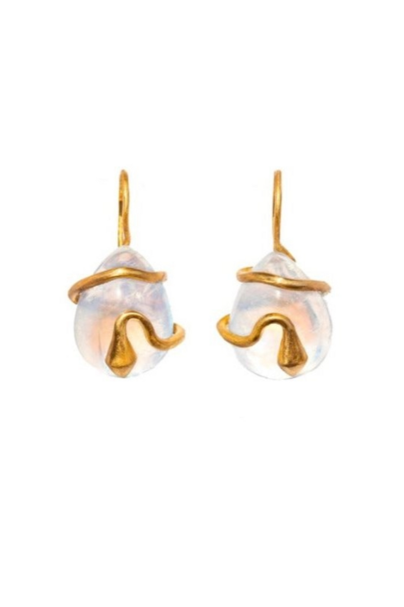 22K Yellow Gold Rainbow Moonstone Snake Cabochons