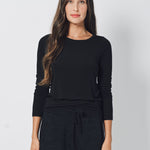 Transit Stretch Modal Jersey Boat-Neck T-Shirt 2 / Black