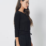 Transit Stretch Modal Jersey Boat-Neck T-Shirt 2 / Black