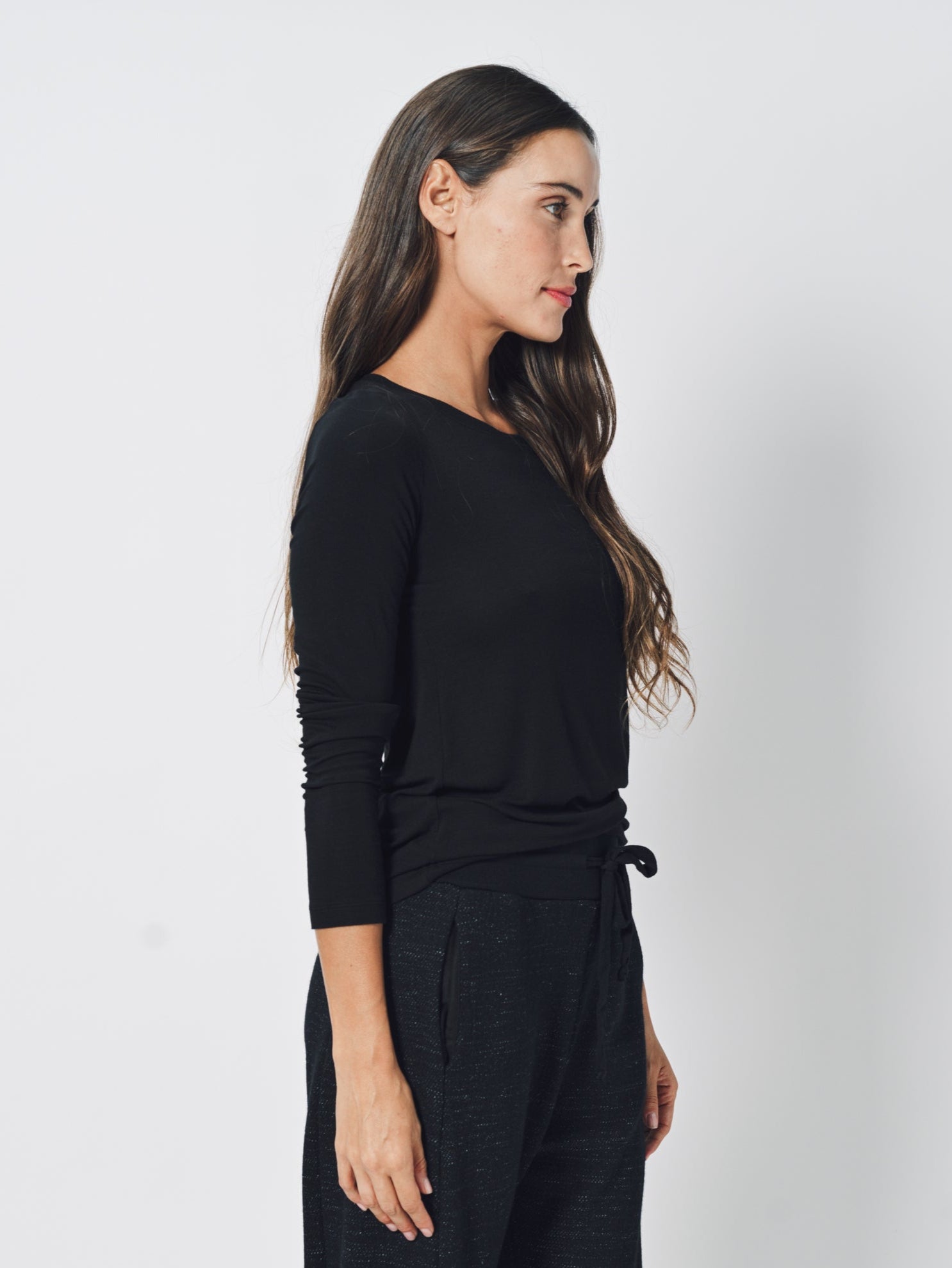 Transit Stretch Modal Jersey Boat-Neck T-Shirt 2 / Black