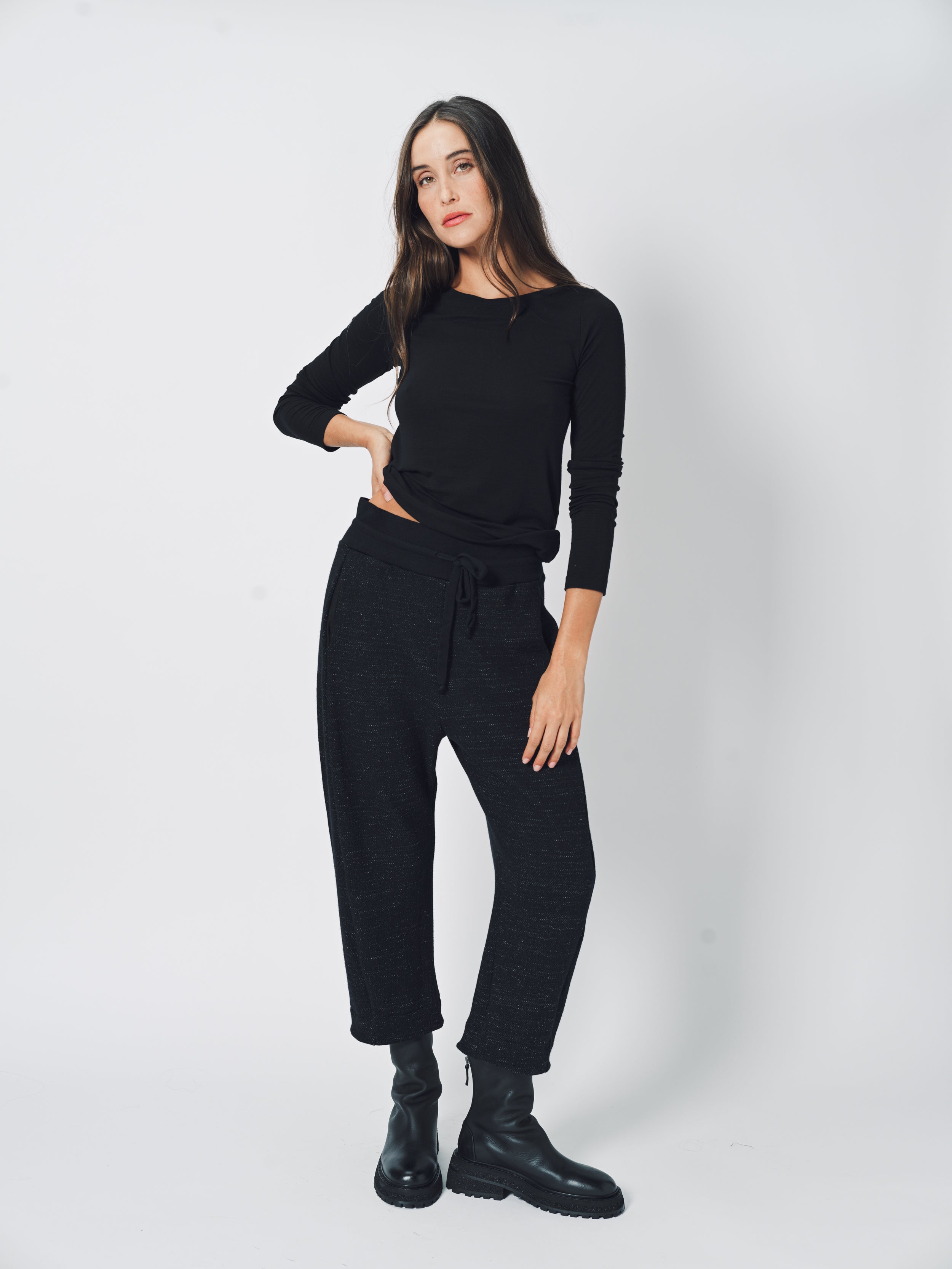 Transit Stretch Modal Jersey Boat-Neck T-Shirt 2 / Black