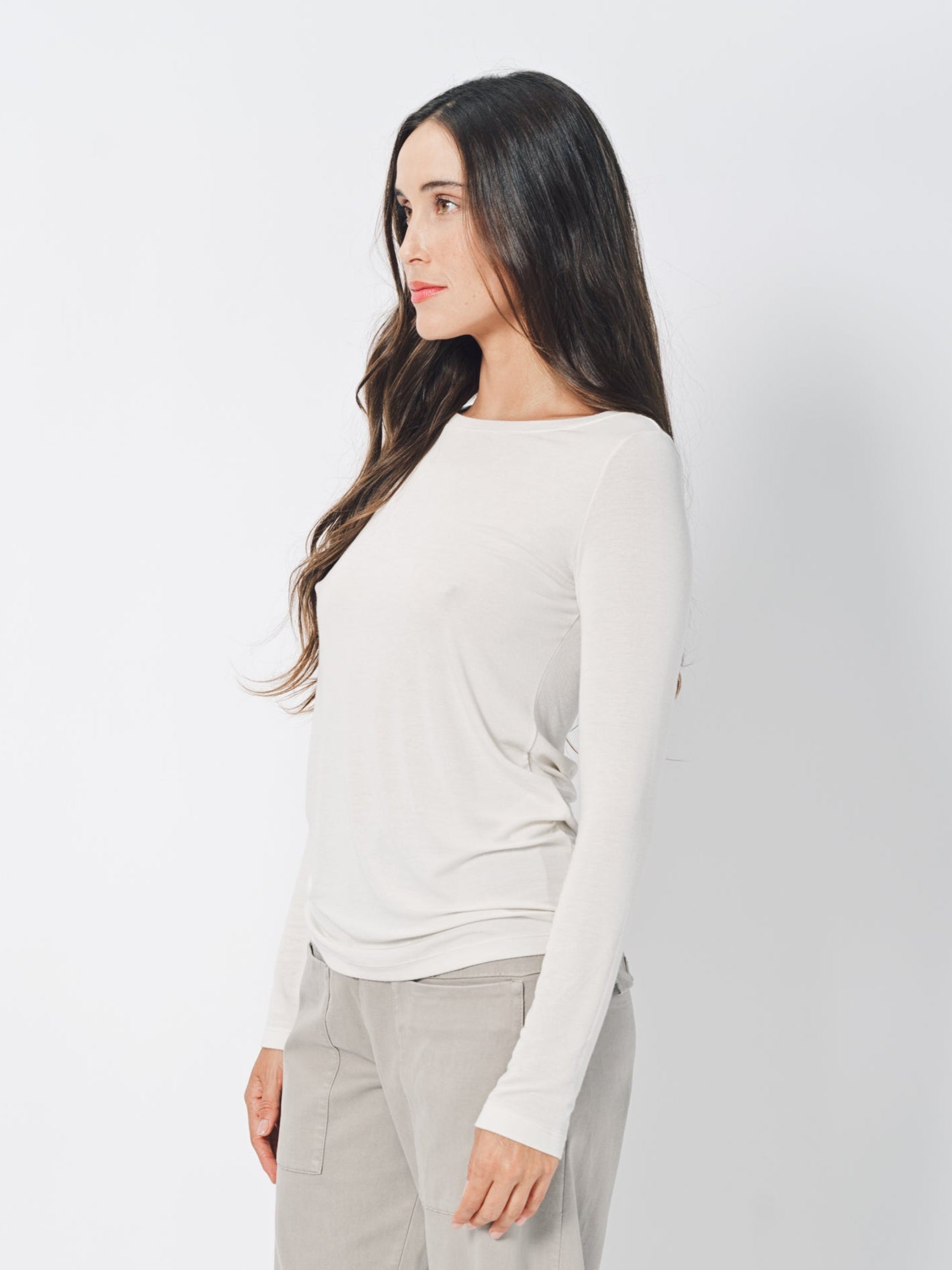 Transit Stretch Modal Jersey Boat-Neck T-Shirt 2 / Chalk