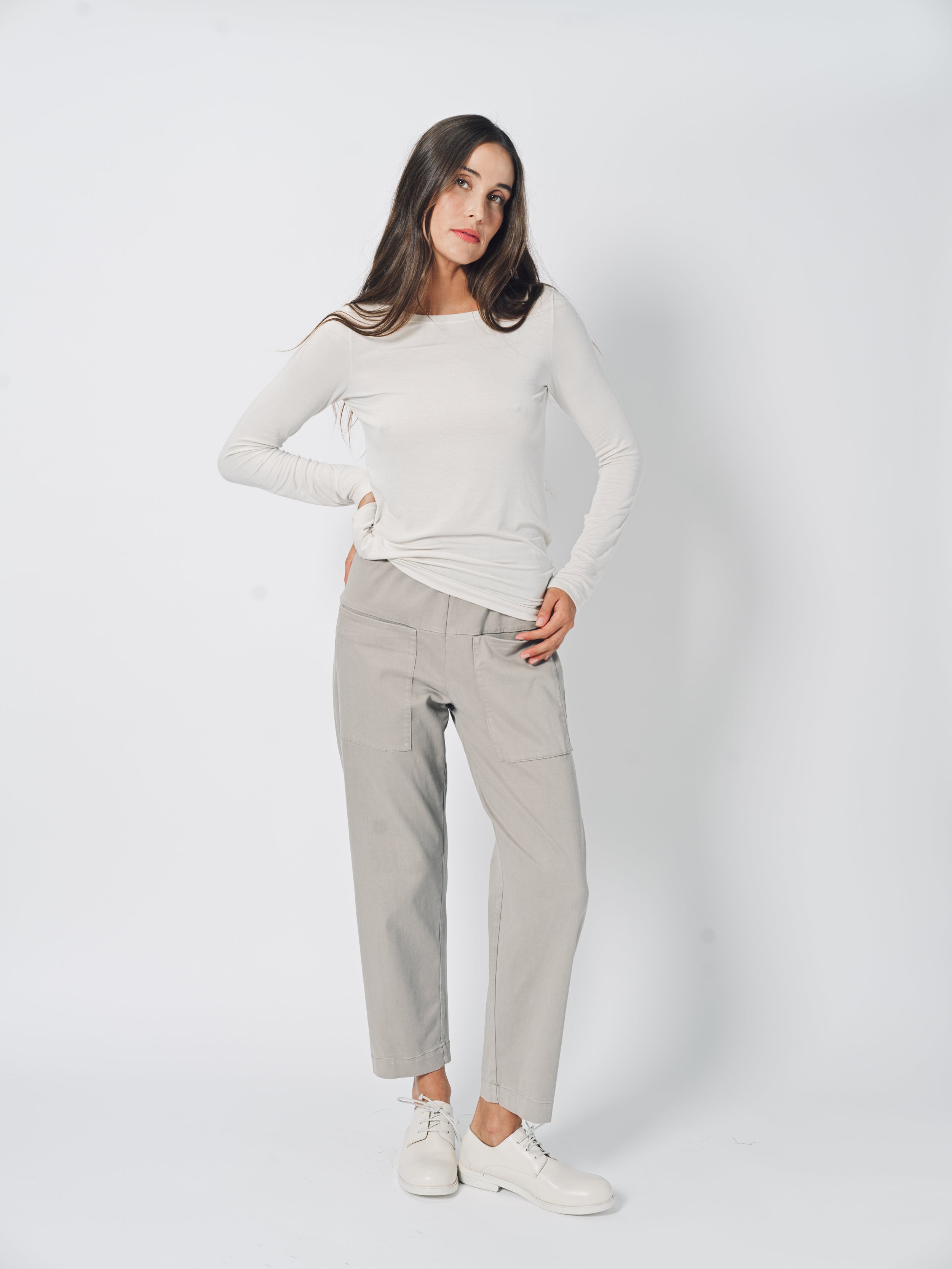 Transit Stretch Modal Jersey Boat-Neck T-Shirt 2 / Chalk