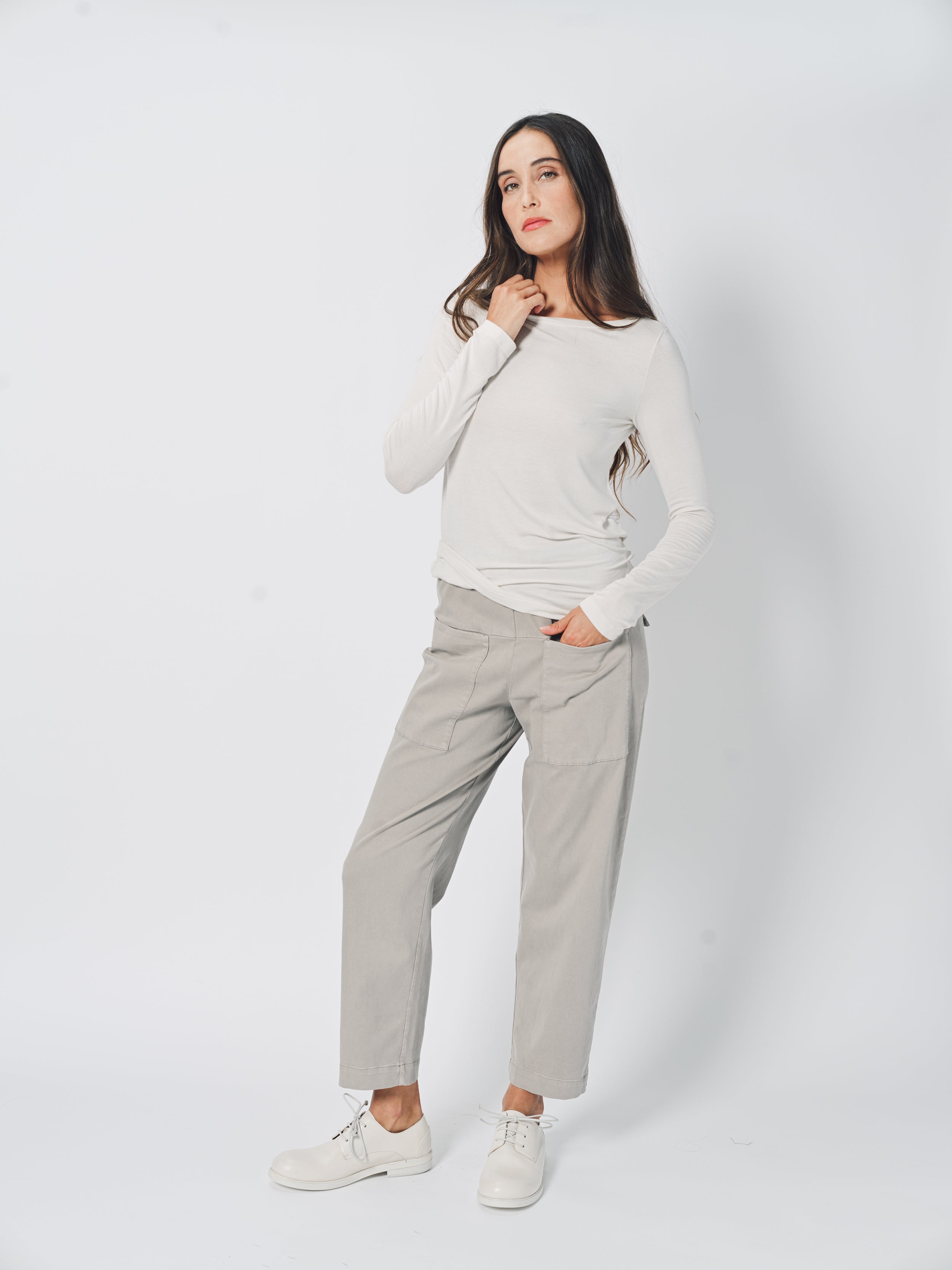 Transit Stretch Modal Jersey Boat-Neck T-Shirt 2 / Chalk
