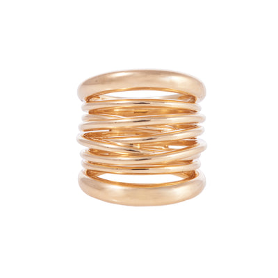 18K Yellow Gold Tall Scribble Ring