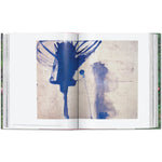 Open book view of taschen julian schnable book on white background.