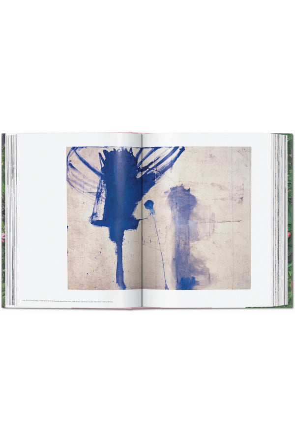 Open book view of taschen julian schnable book on white background.