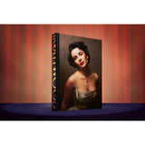 Front view of one book of taschen life hollywood on red and blue background.