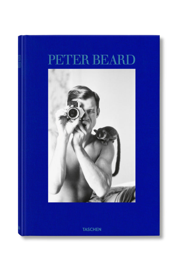 Front view of taschen peter beard book on white background.