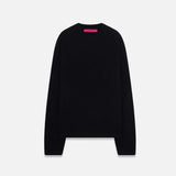 Front view of black laurel crew on white background, with no model shown.