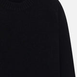 Front closeup view of black laurel crew on white background, with no model shown.