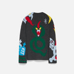 Back view of multi mythical creatures on flat surface, against white background with no model shown.