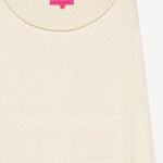 Front closeup view of natural nora lite oversized dress against white background, with no model shown.