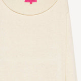 Front closeup view of natural nora lite oversized dress against white background, with no model shown.