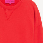 Front closeup view of sanguinello daily crew top on white background, with no model shown.
