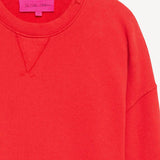 Front closeup view of sanguinello daily crew top on white background, with no model shown.