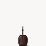 Side view of burgundy 90's bag on white background, with no model shown.