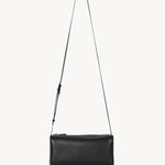 Front view of black 90's crossbody bag on white background, with no model shown.