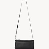 Front view of black 90's crossbody bag on white background, with no model shown.