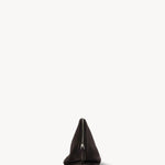 Side view of dark brown agnes pouch on white background, with no model shown.
