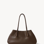 Front view of deep brown alger shoulder bag on white background, with no model shown.